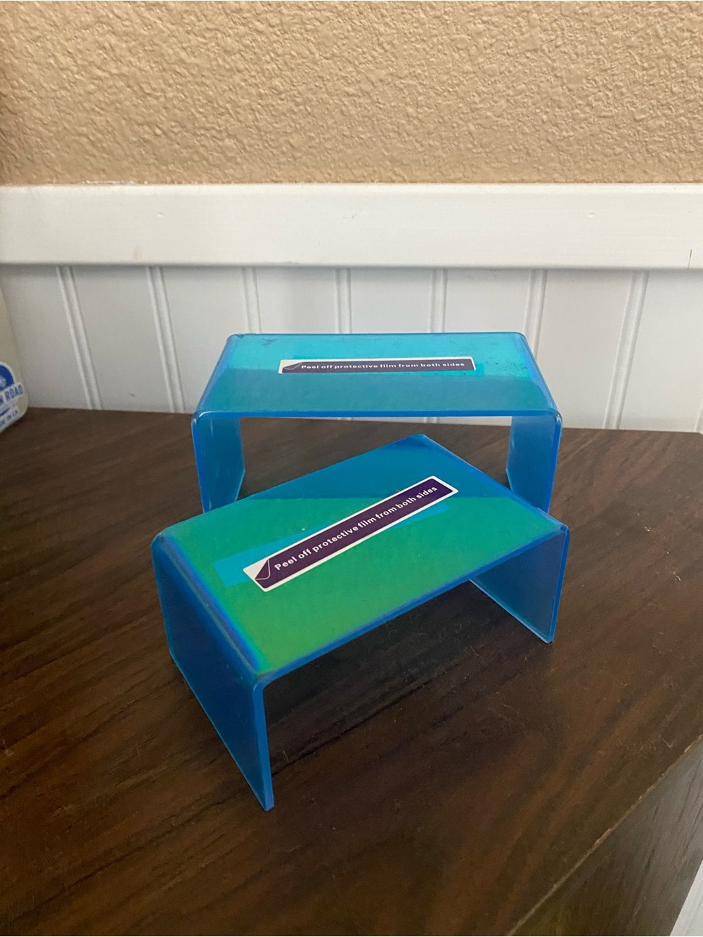 Blue Acrylic Display Riser Set - 2 Pieces
